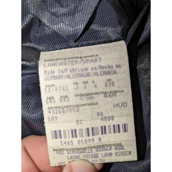 Hugo Boss Men's Single Breasted Black Blazer Virgin Wool 46R Lancaster/Smart - Picture 8 of 9